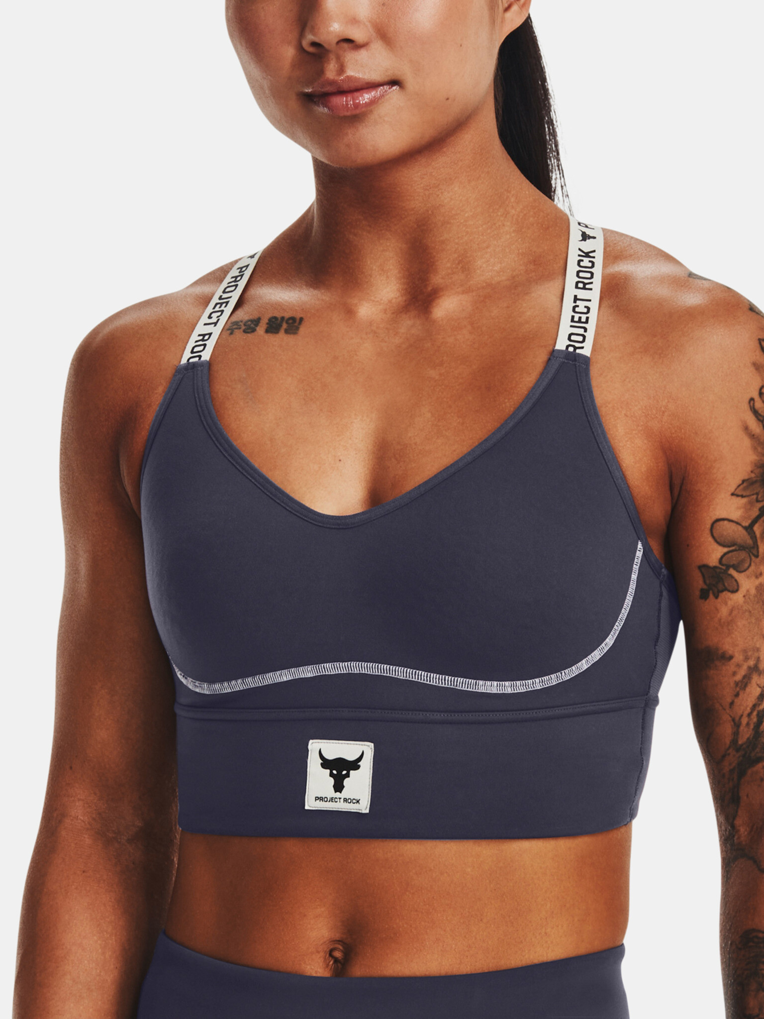 Under Armour Project Rock Infty Mid Bra Grey - Pepit.gr