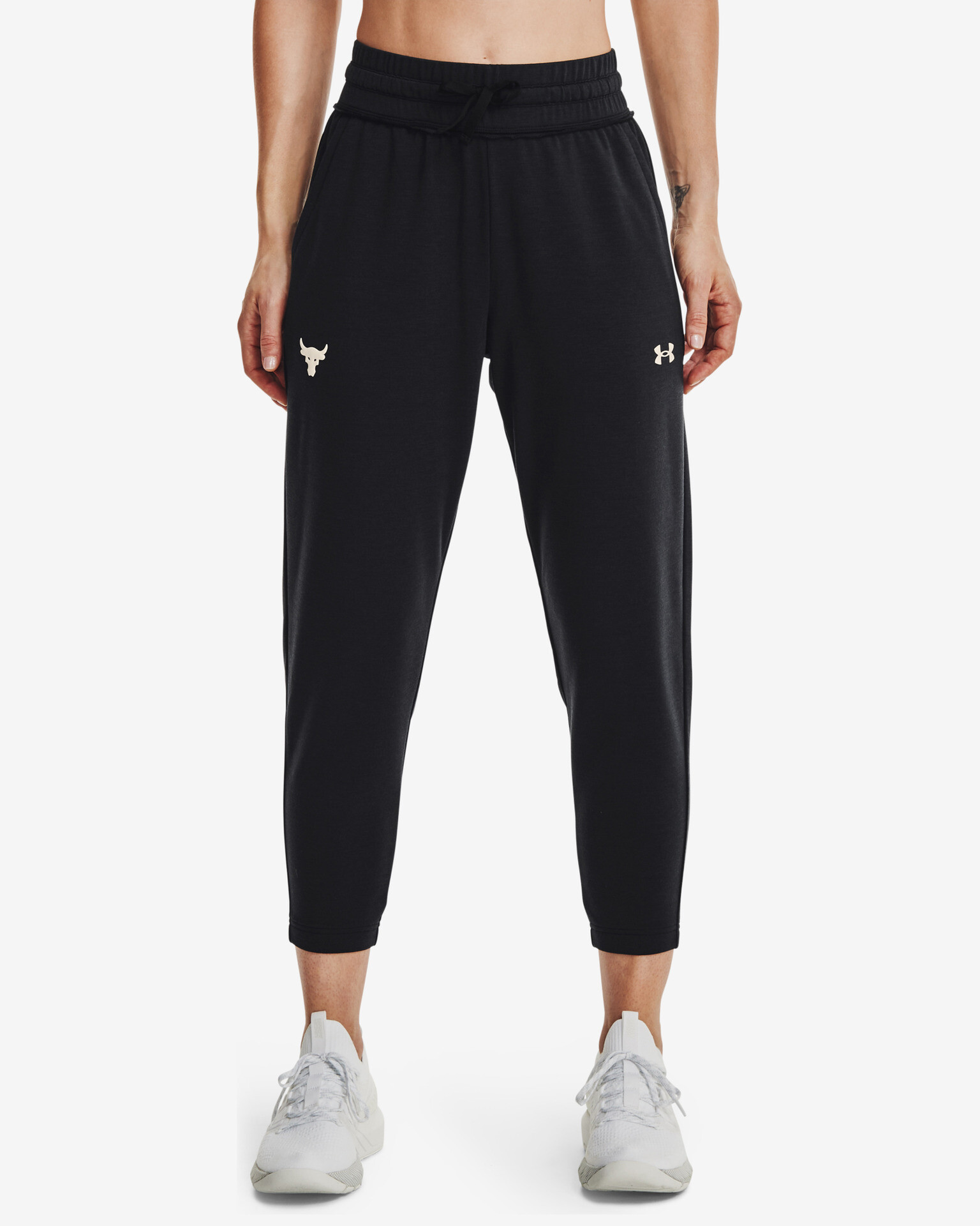 Under Armour Project Rock Terry Crop Joggings Black - Pepit.gr