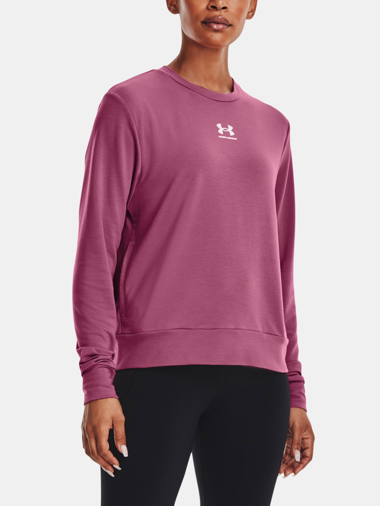 Under Armour Rival Terry Crew T-shirt Pink - Pepit.gr