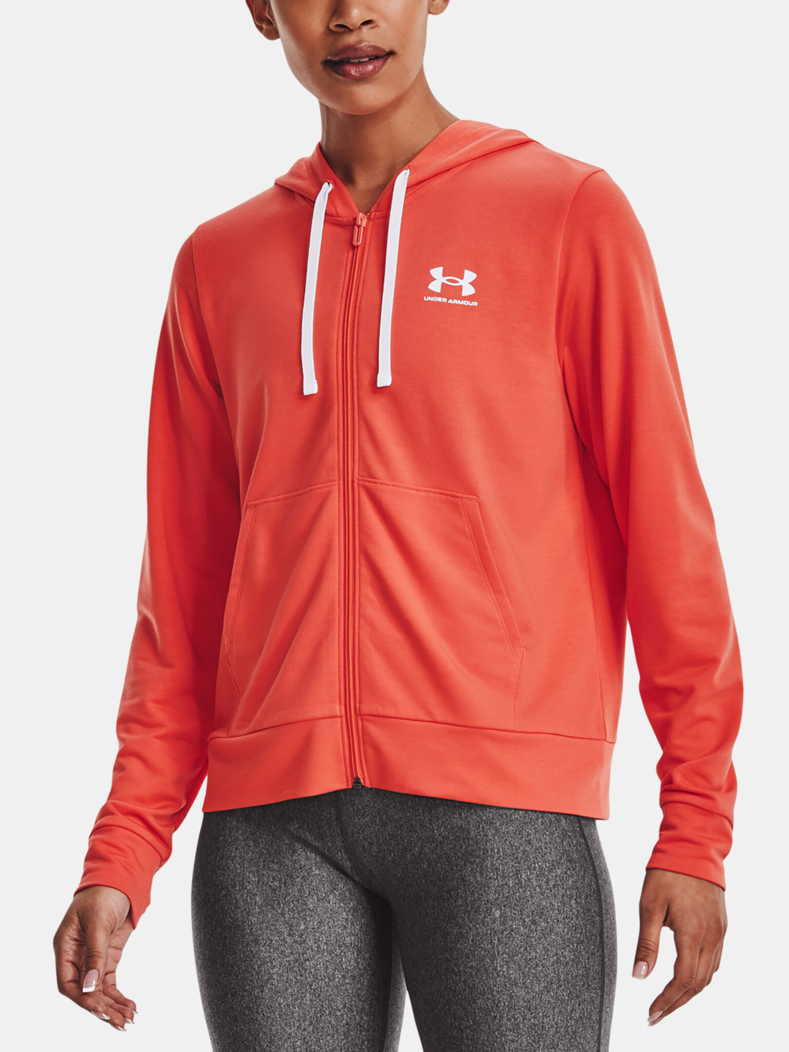 Under Armour Rival Terry FZ Sweatshirt Orange - Pepit.gr