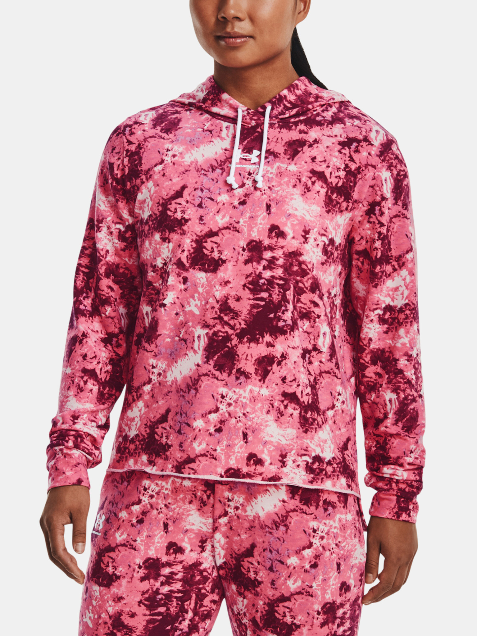 Under Armour Rival Terry Print Hoodie Sweatshirt Pink - Pepit.gr