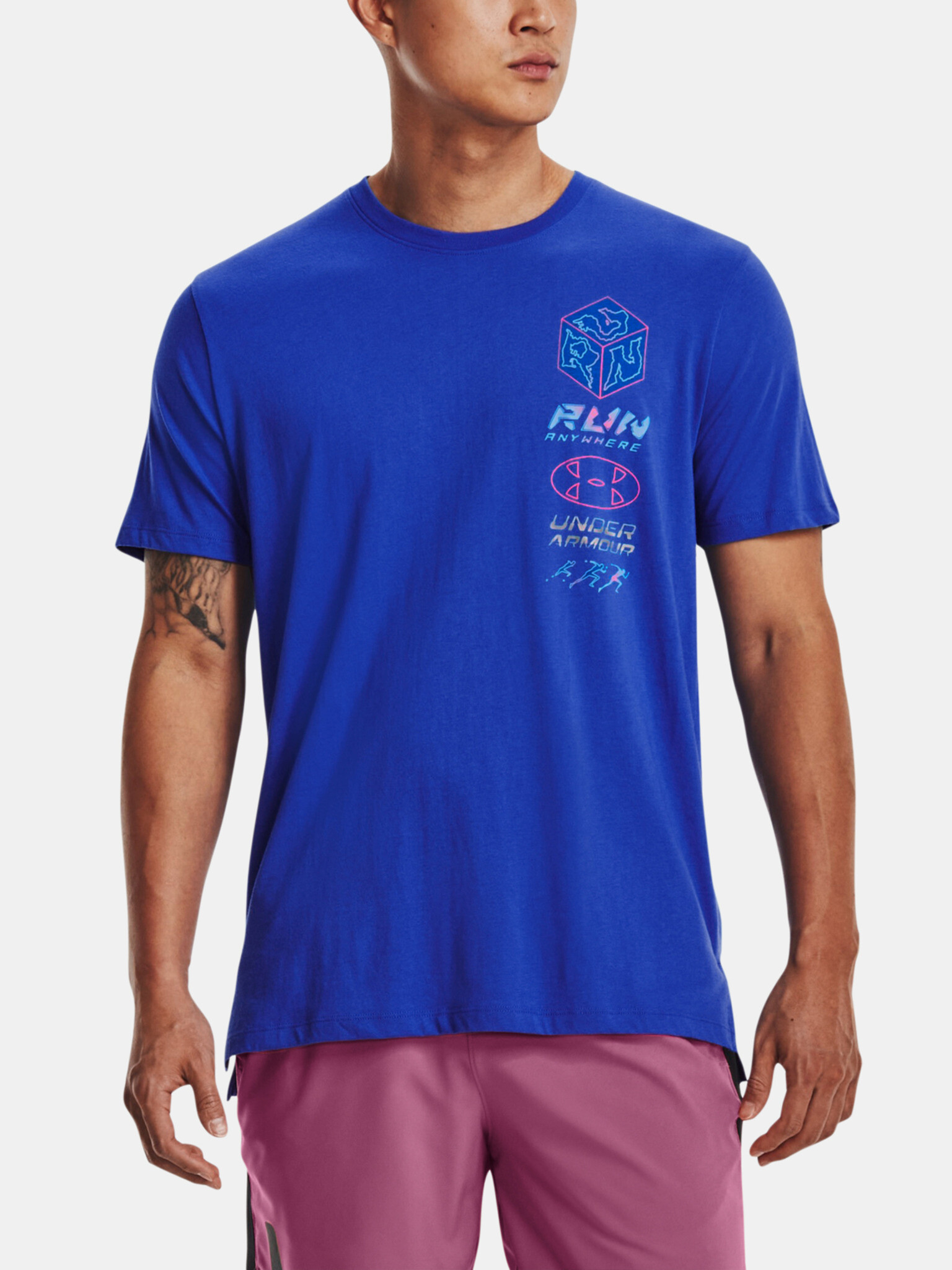 Under Armour Run Anywhere T-shirt Blue - Pepit.gr