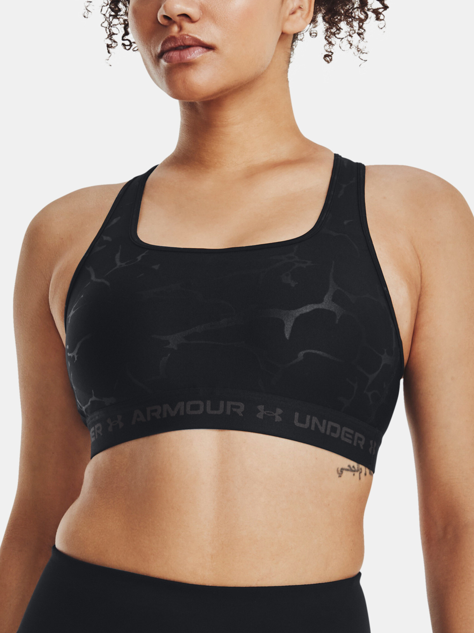 Under Armour UA Crossback Mid Emboss Sport Bra Black - Pepit.gr