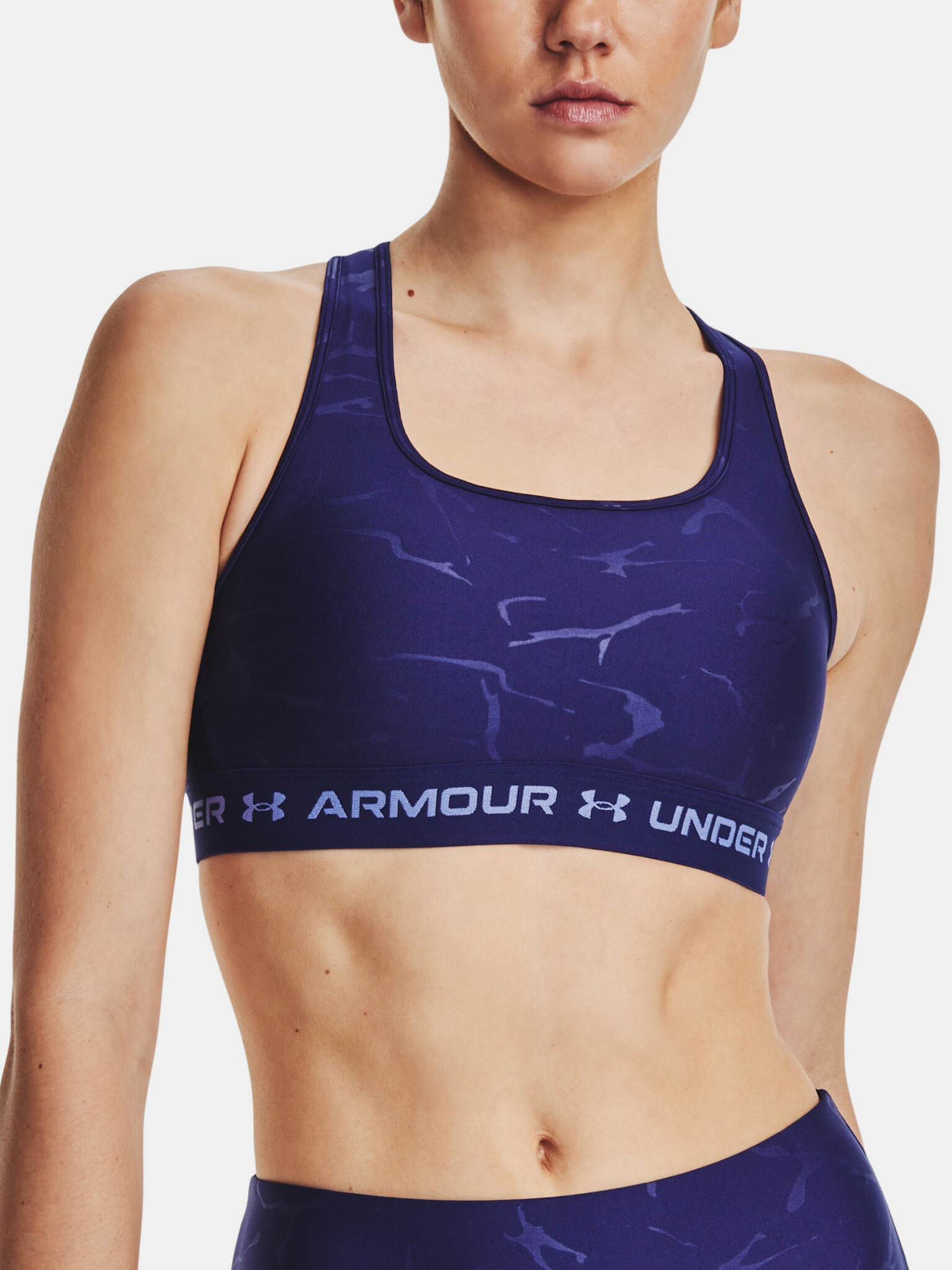 Under Armour UA Crossback Mid Emboss Sport Bra Blue - Pepit.gr