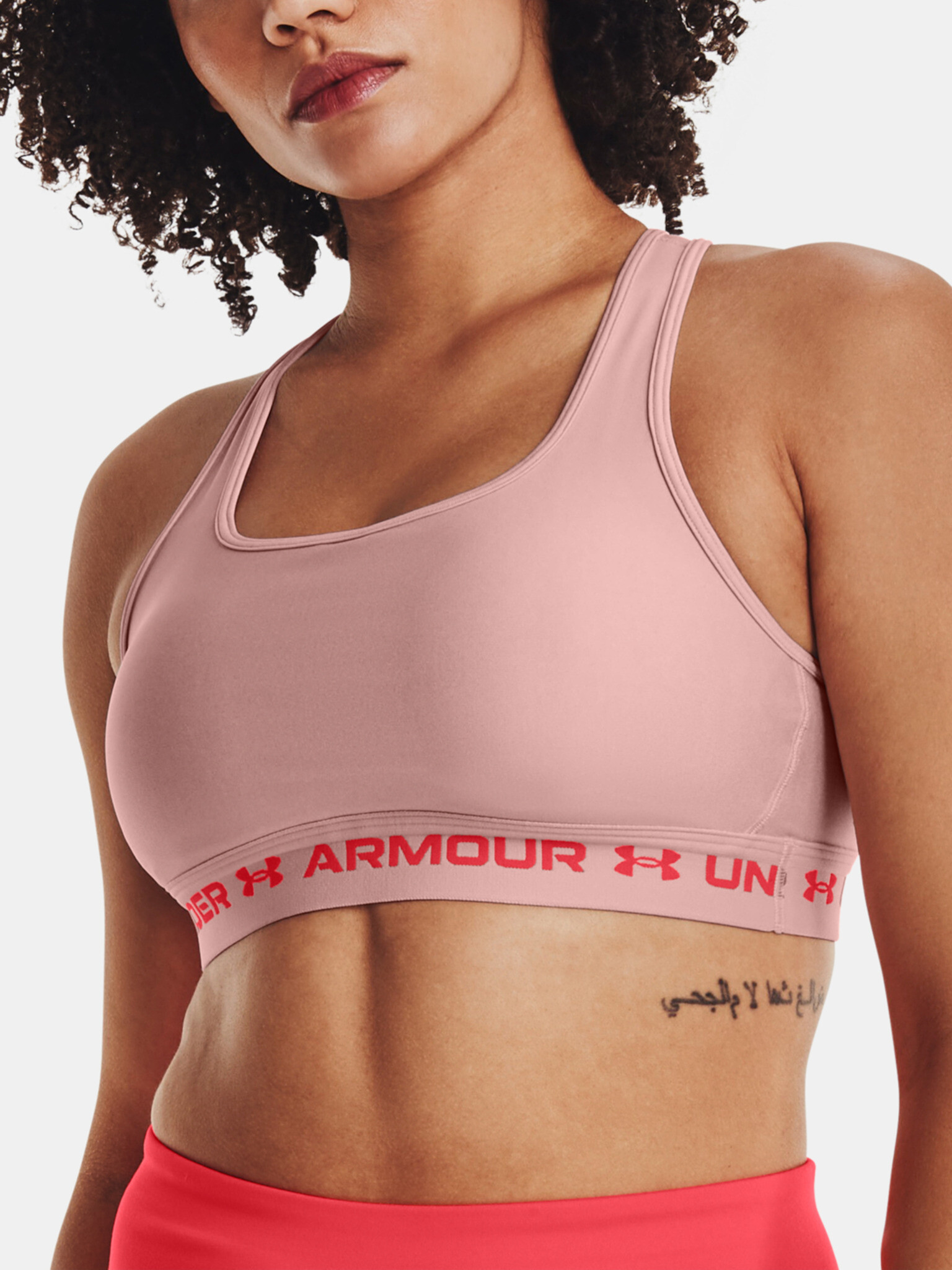 Under Armour UA Crossback Mid Hthr Sport Bra Pink - Pepit.gr