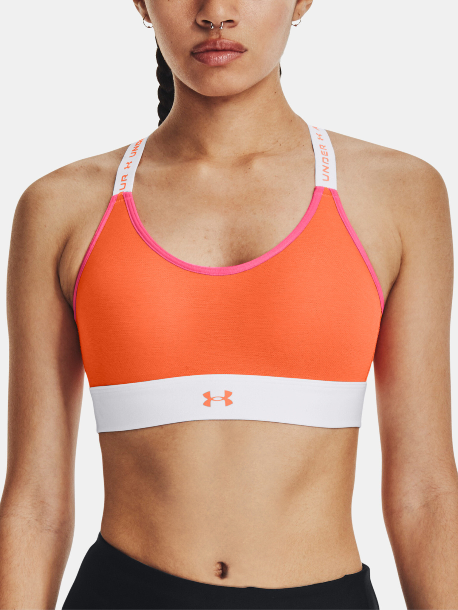 Under Armour UA Infinity Mid Run Hook Sport Bra Orange - Pepit.gr