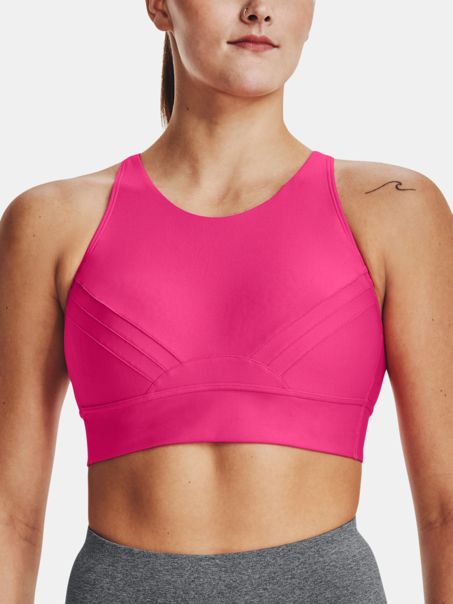 Under Armour UA Infinity Pintuck Mid Sport Bra Pink - Pepit.gr