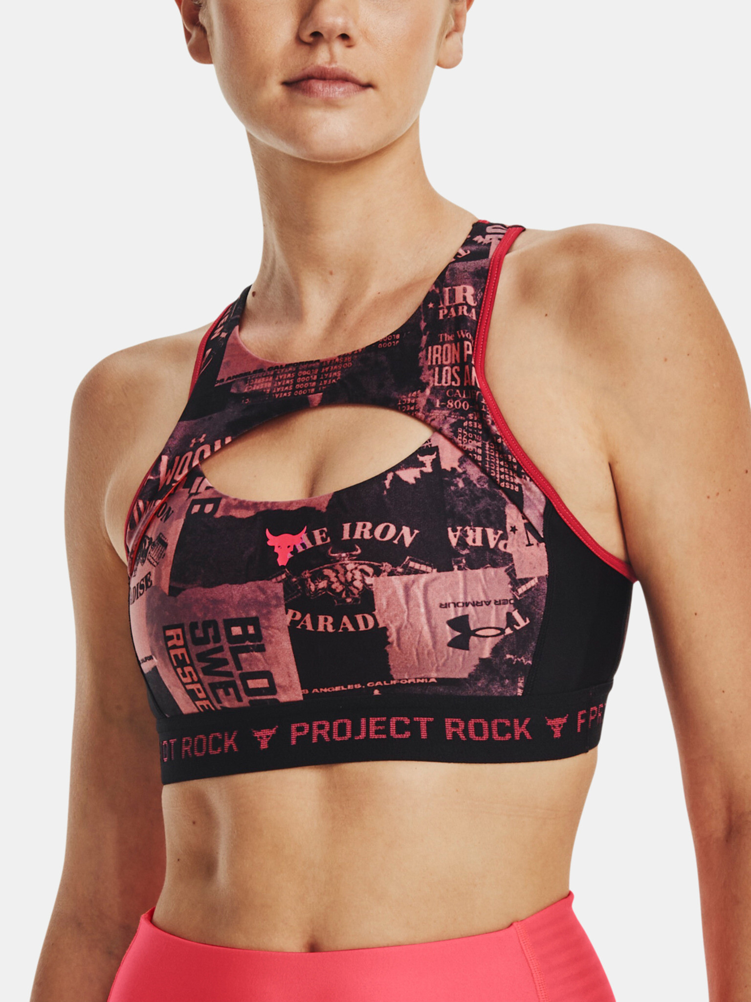 Under Armour UA Project Rock Csbk Nov Prnt Sport Bra Black - Pepit.gr