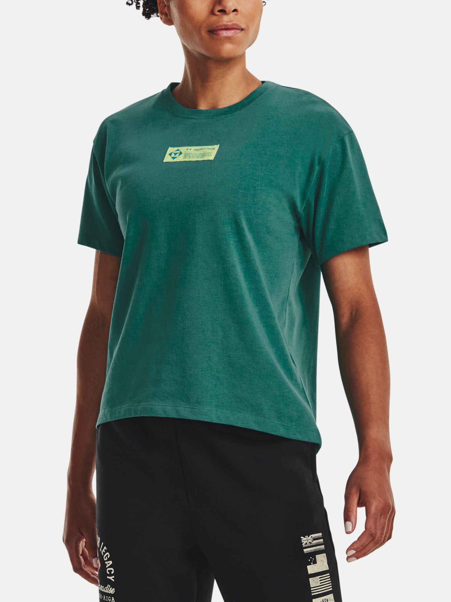 Under Armour UA Project Rock Globe SS T-shirt Green - Pepit.gr