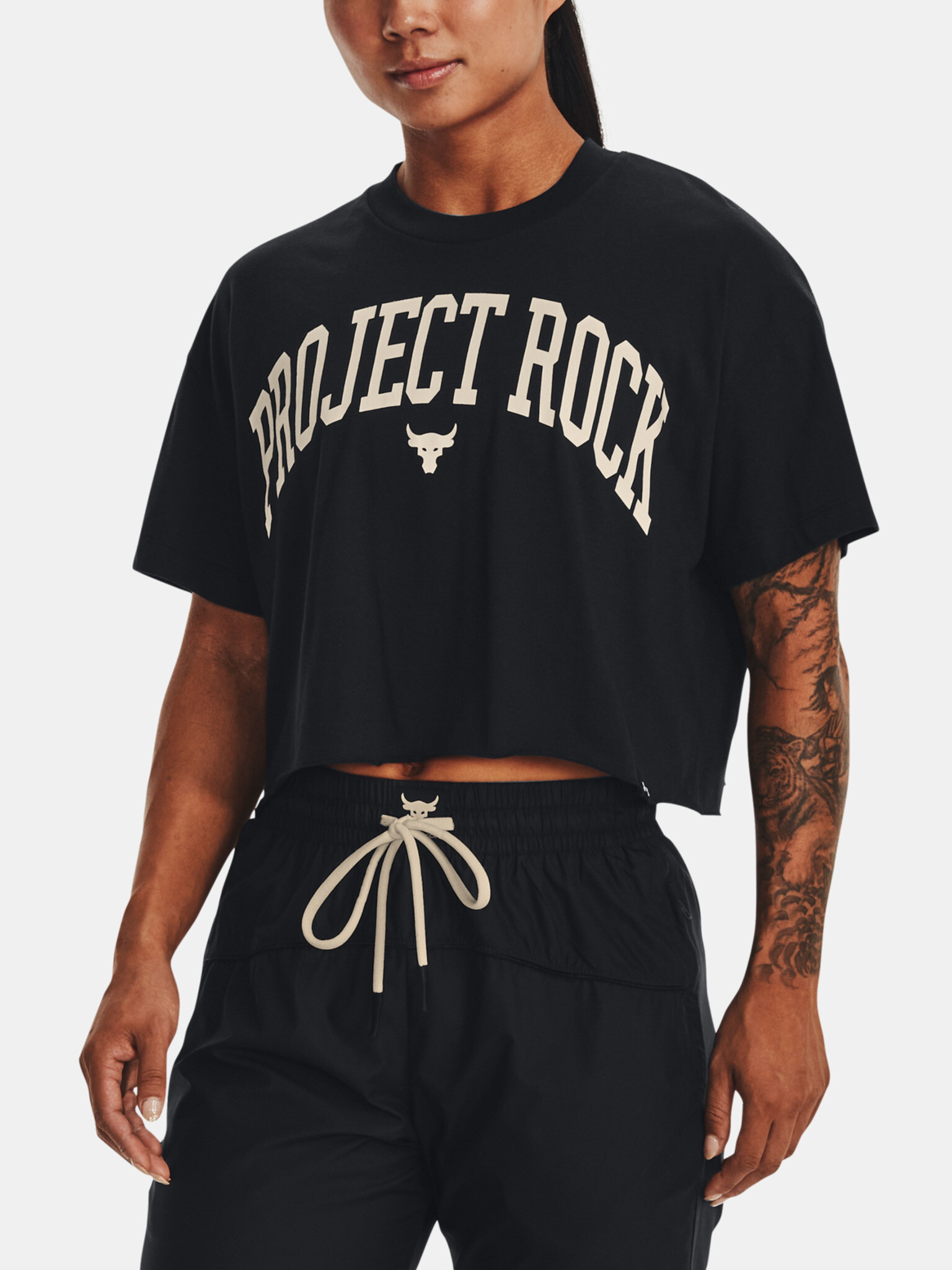 Under Armour UA Project Rock SS Crop T-shirt Black - Pepit.gr