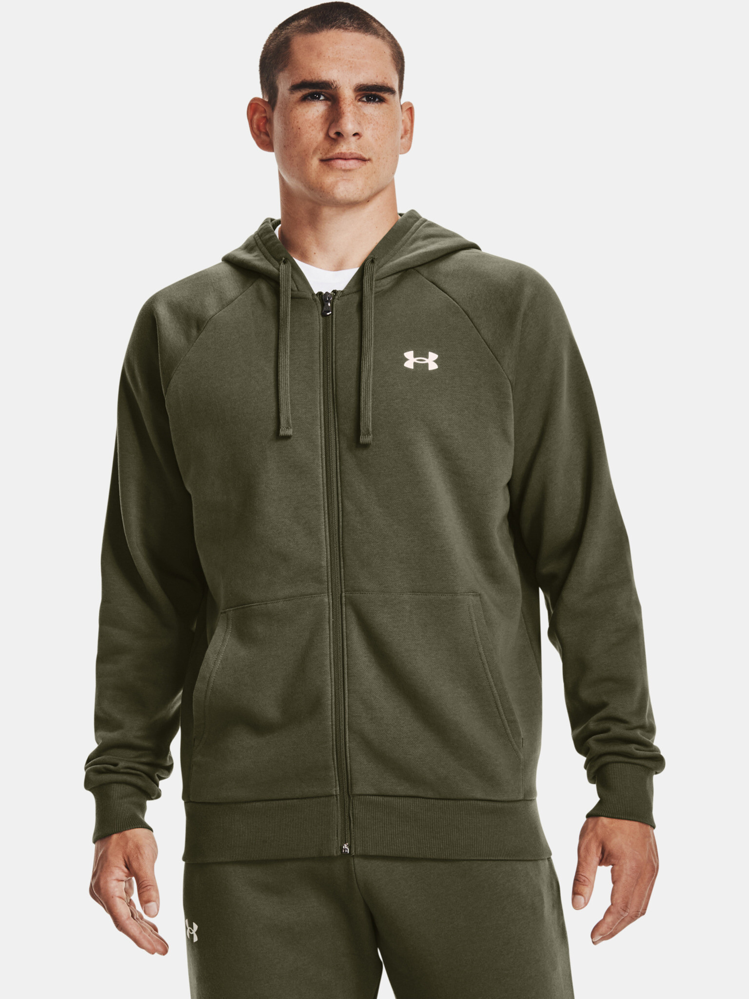 Under Armour UA Rival Cotton FZ Hoodie Sweatshirt Green - Pepit.gr