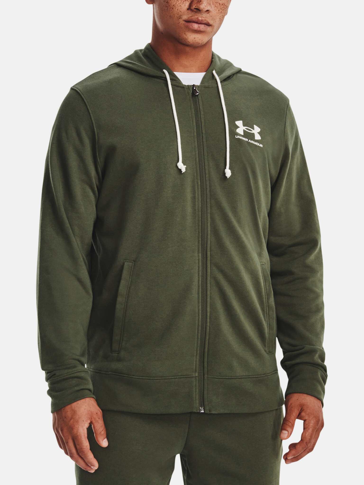 Under Armour UA Rival Terry LC FZ Sweatshirt Green - Pepit.gr