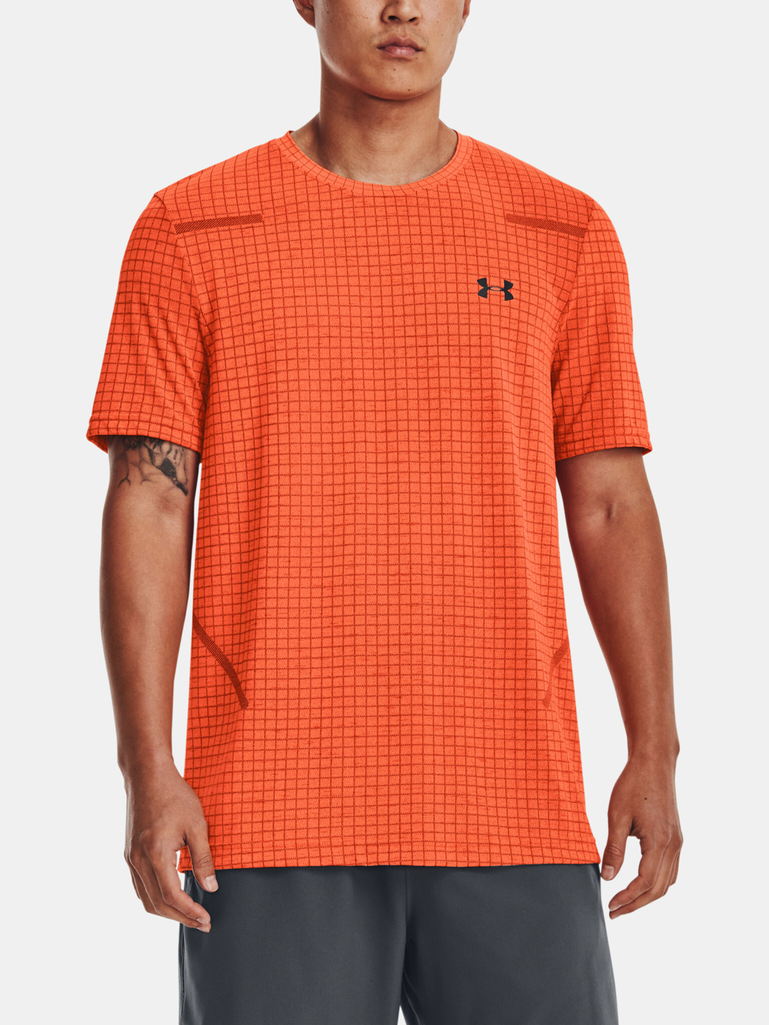 Under Armour UA Seamless Grid T-shirt Orange - Pepit.gr