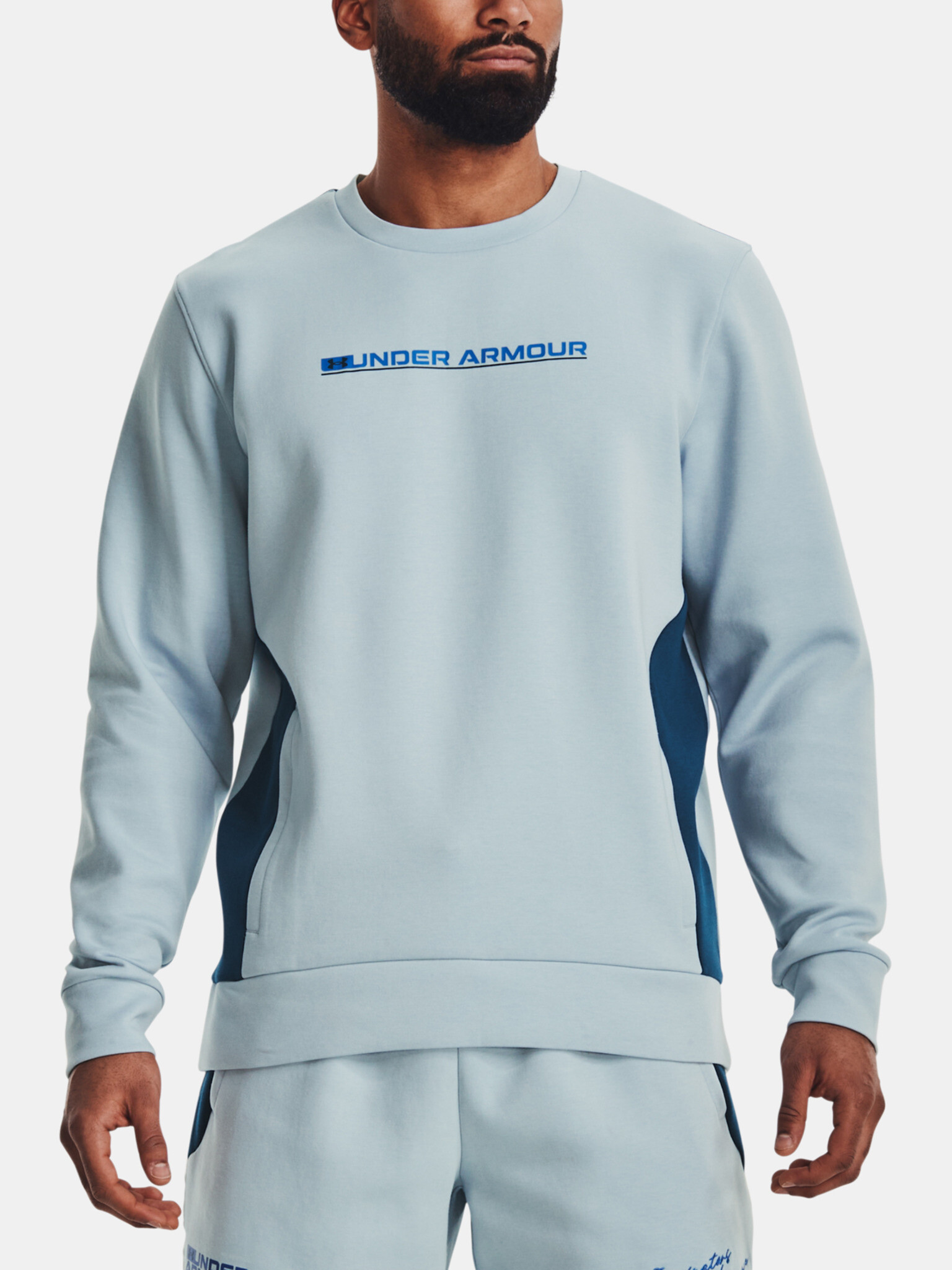 Under Armour UA Summit Knit Crew Sweatshirt Blue - Pepit.gr