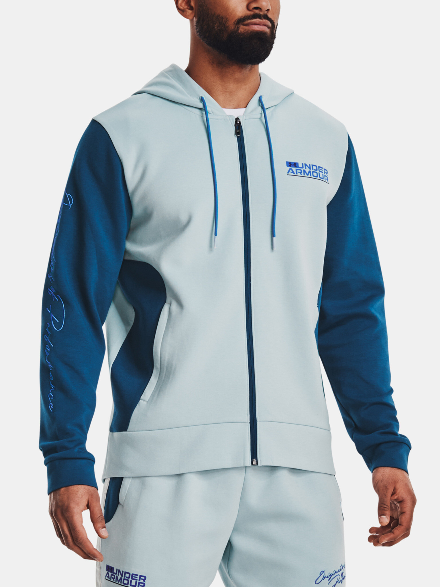 Under Armour UA Summit Knit FZ HD Sweatshirt Blue - Pepit.gr