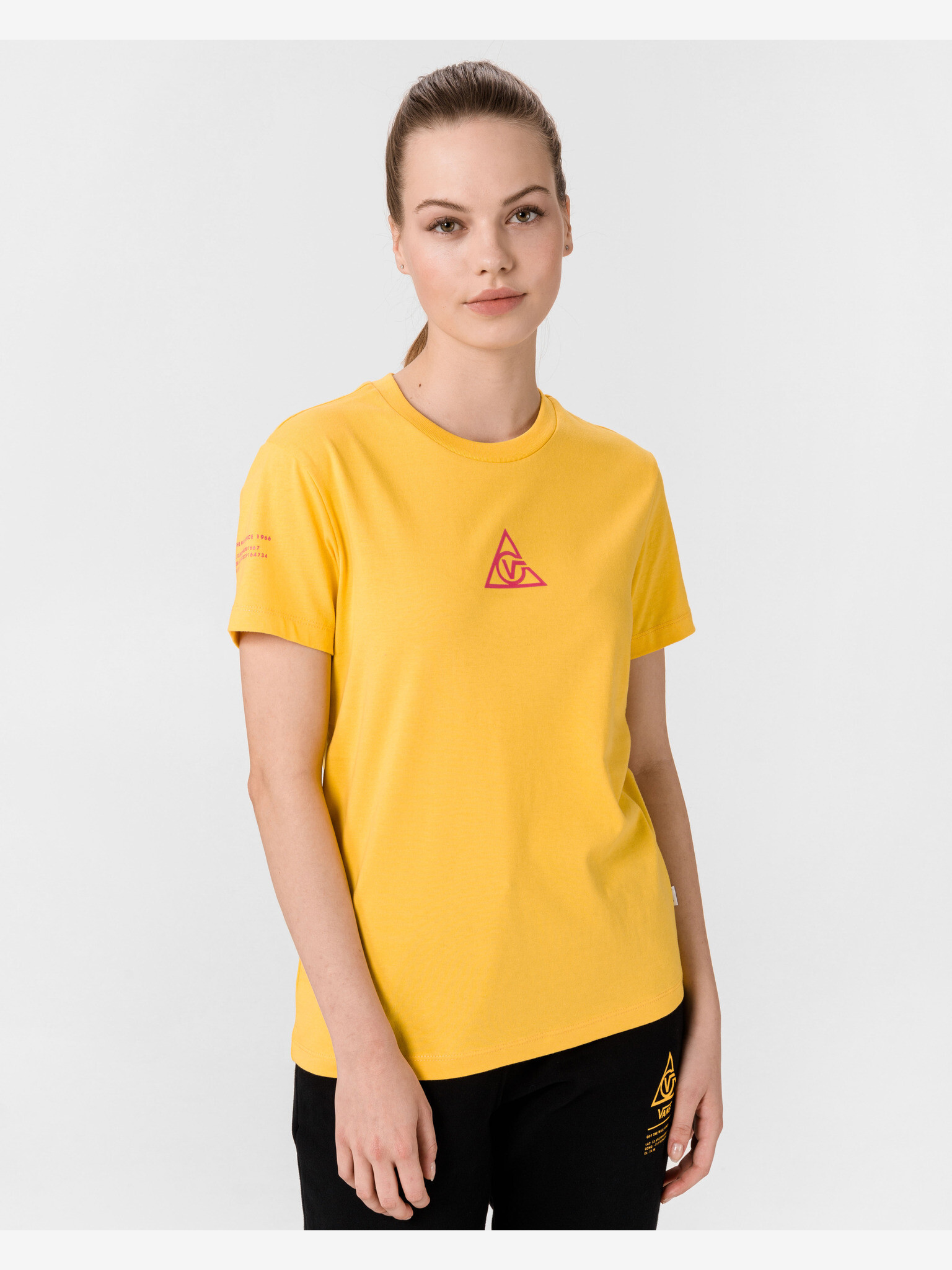 Vans 66 Supply Tri Boyfriend T-shirt Yellow - Pepit.gr