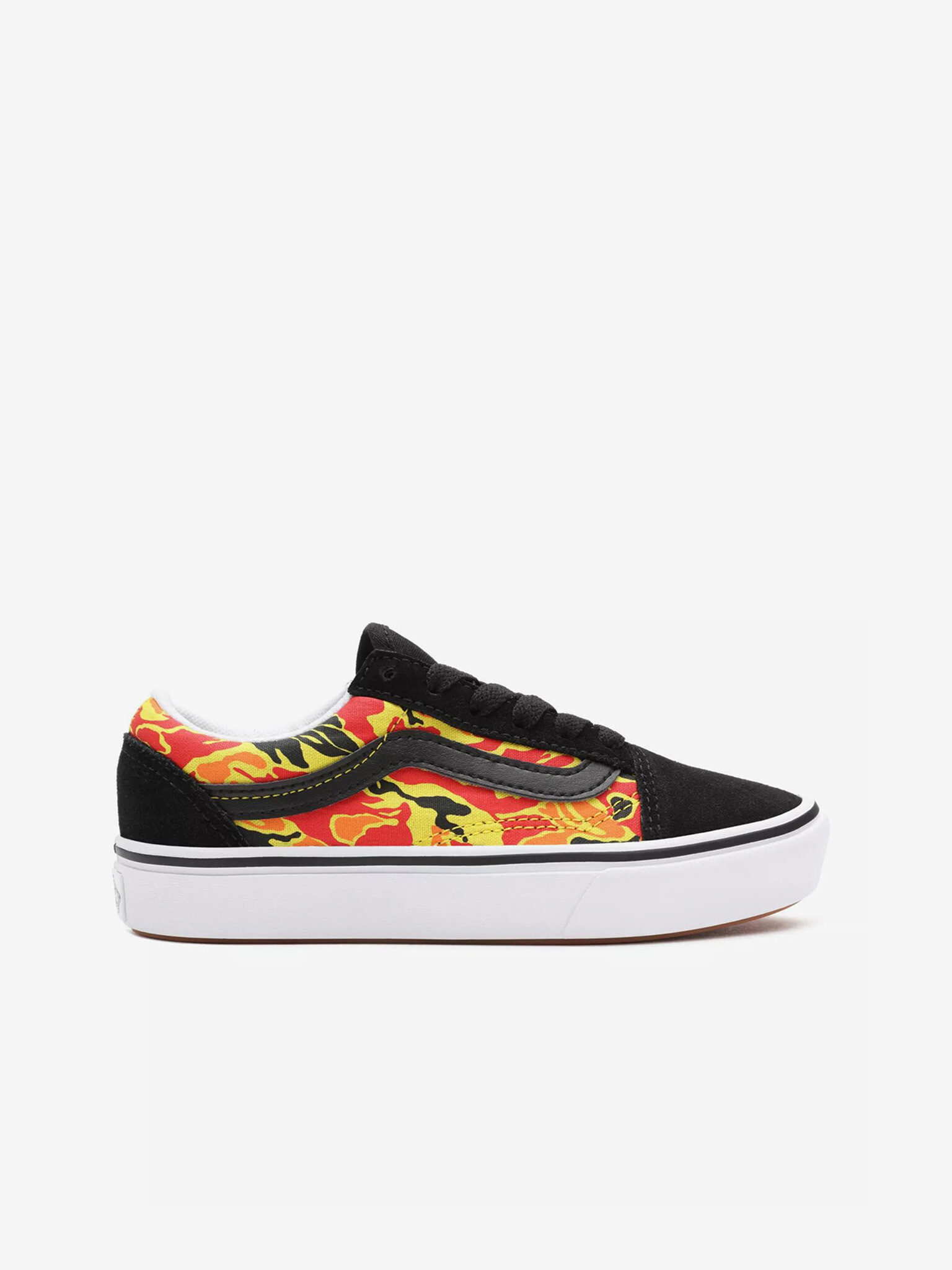 Vans Flame Camo ComfyCush Old Skool Kids Sneakers Black - Pepit.gr