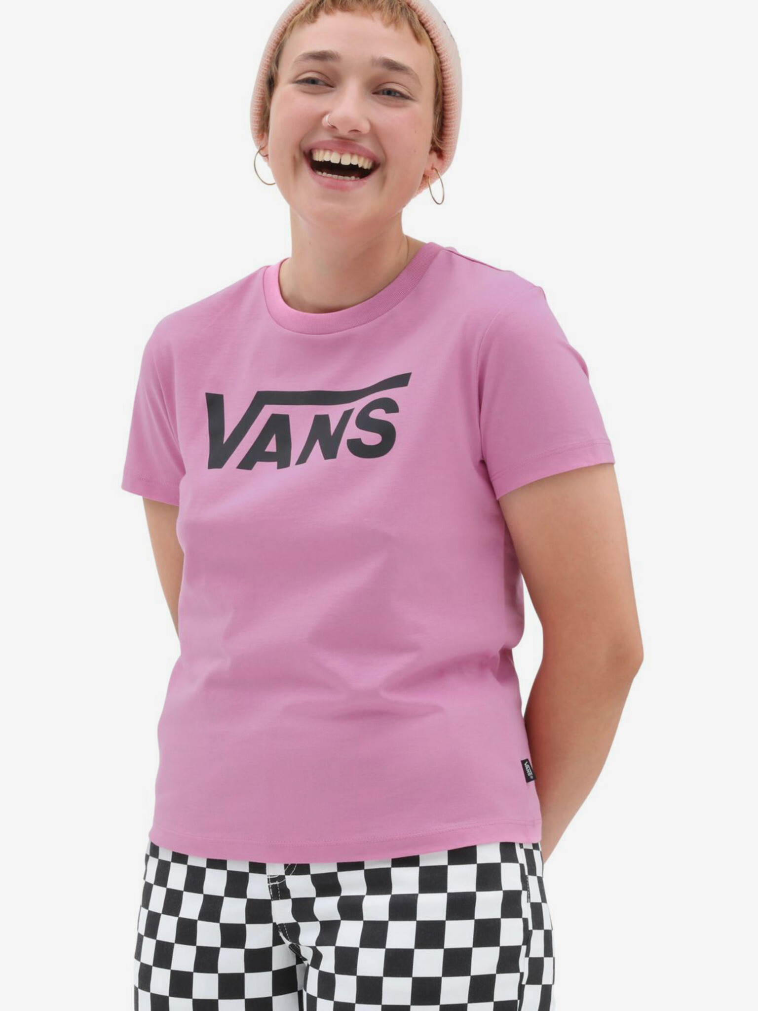 Vans WM Flying V Crew T-shirt Pink - Pepit.gr