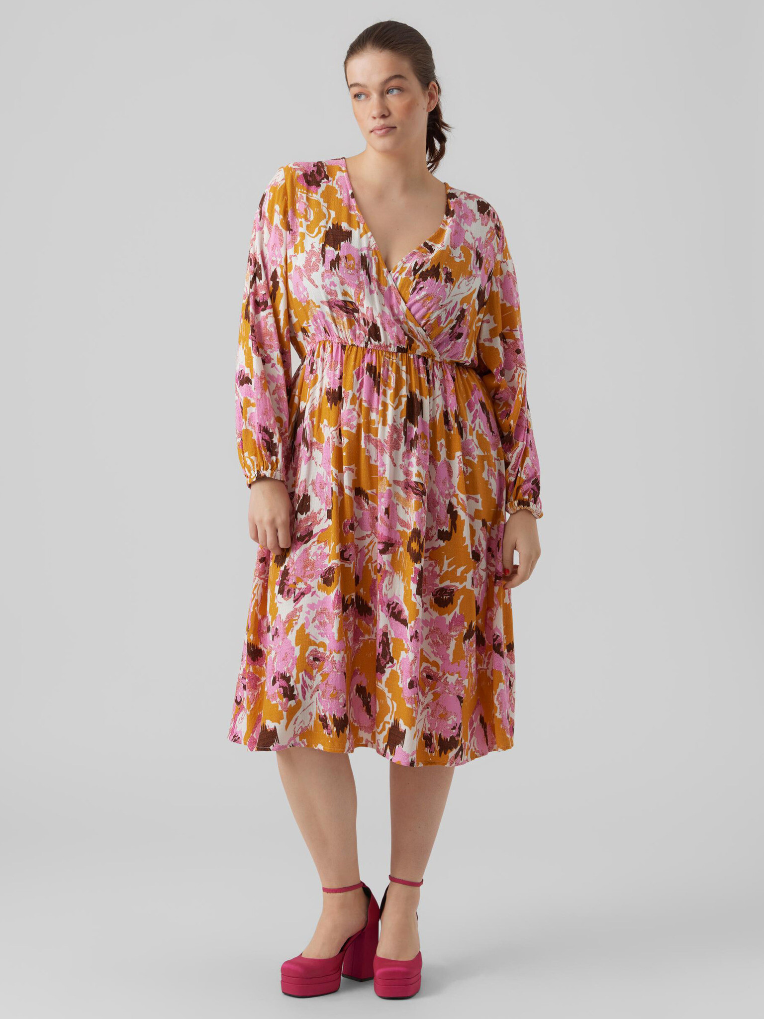 Vero Moda Curve Lis Dresses Pink - Pepit.gr