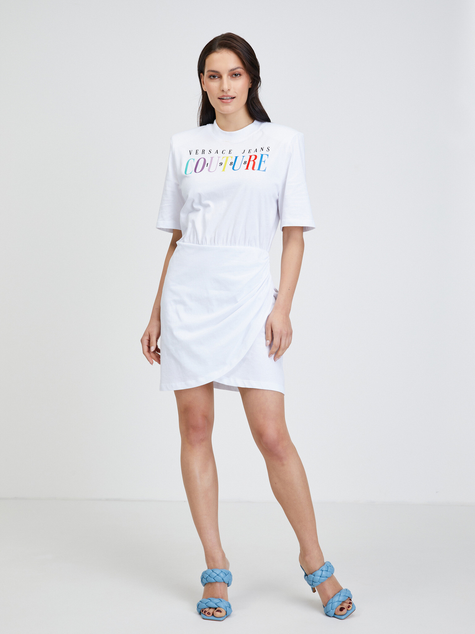 Versace Jeans Couture Rainbow Dresses White - Pepit.gr