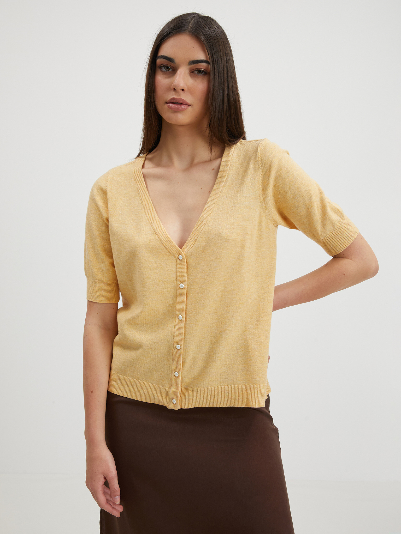 Vila Comfy Cardigan Yellow - Pepit.gr