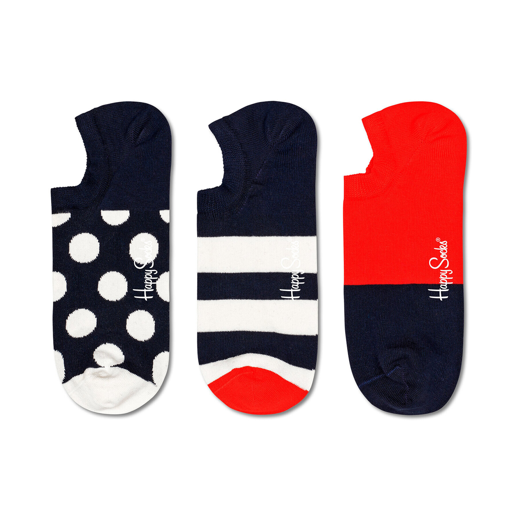 Happy Socks Σετ 3 ζευγάρια κοντές κάλτσες unisex - Pepit.gr