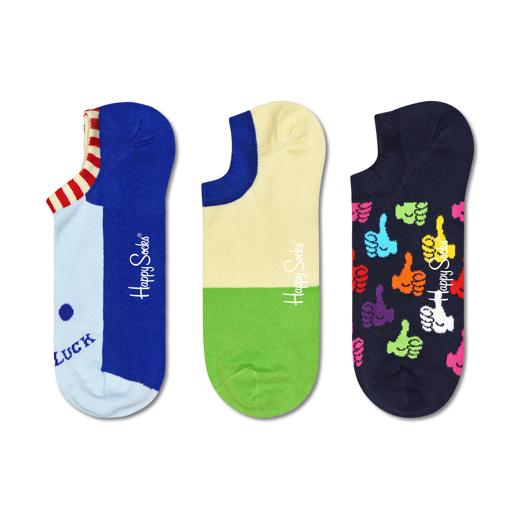 Happy Socks Σετ 3 ζευγάρια κοντές κάλτσες unisex - Pepit.gr