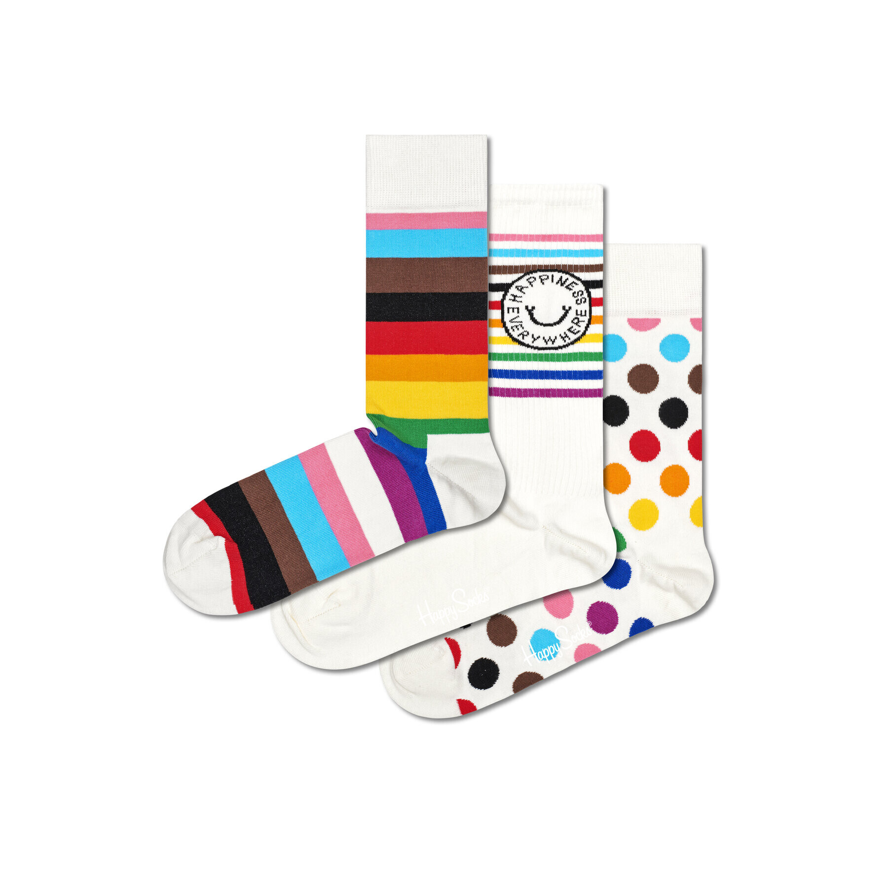 Happy Socks Σετ 3 ζευγάρια ψηλές κάλτσες unisex - Pepit.gr