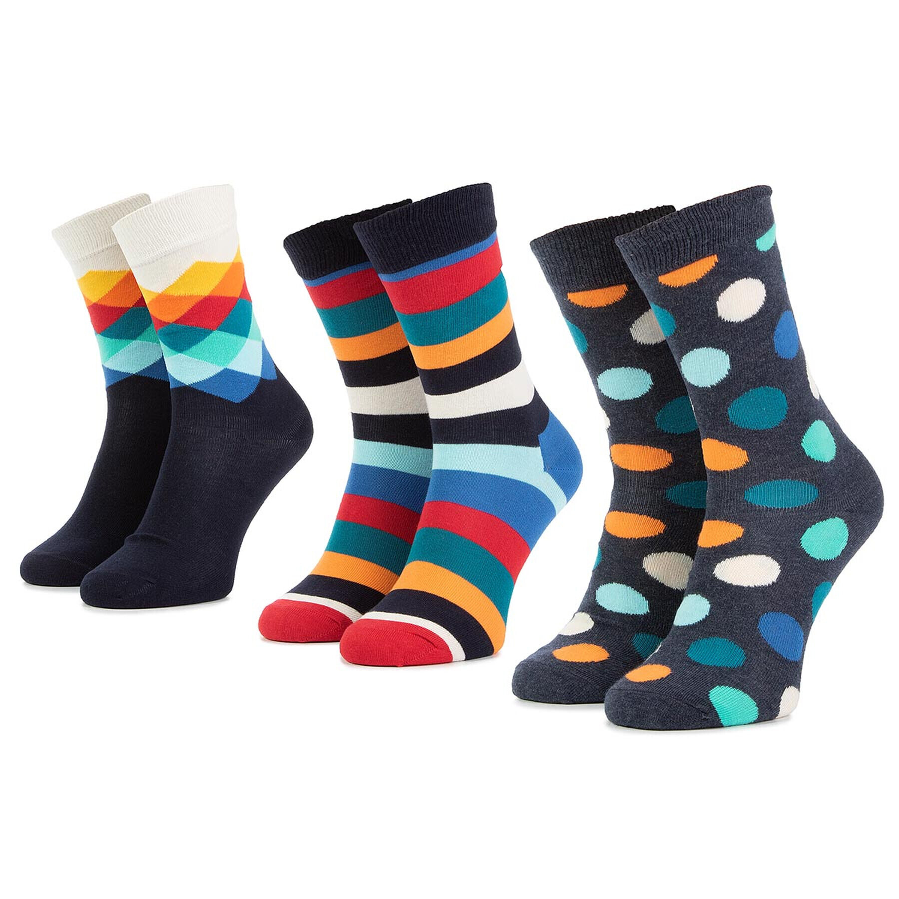 Happy Socks Σετ 3 ζευγάρια ψηλές κάλτσες unisex - Pepit.gr