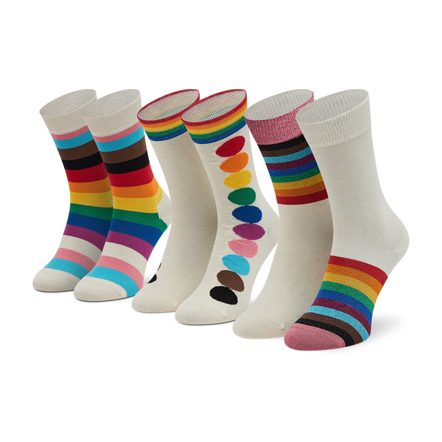 Happy Socks Σετ 3 ζευγάρια ψηλές κάλτσες unisex - Pepit.gr